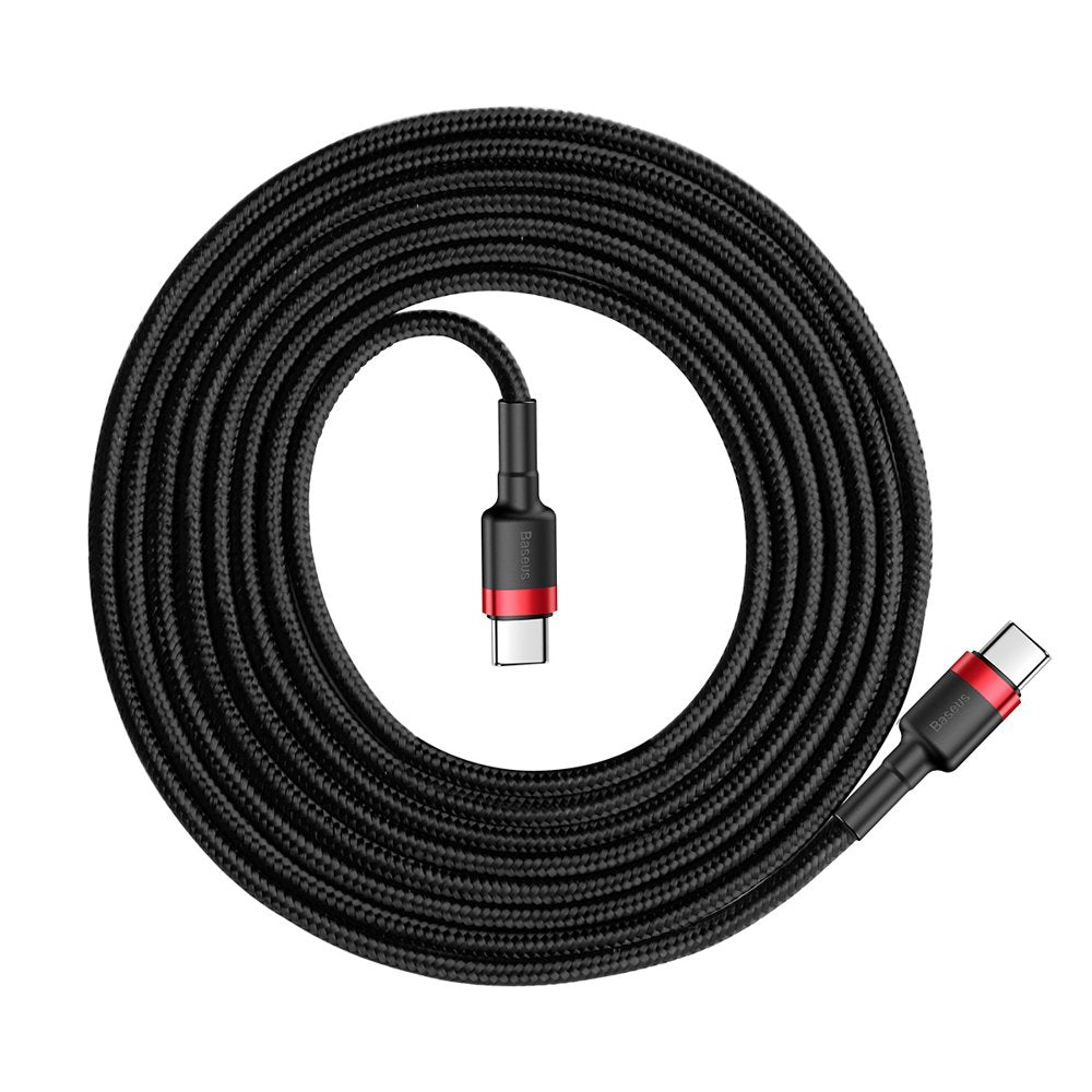 Kabel USB-C do ładowania i transmisji danych - USB-C Baseus Cafule, 60 W, 2 m, czerwony CATKLF-H91