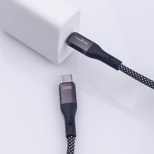 Kabel do danych i ładowania USB-C - USB-C MaXlife MXUC-11 Magnetic, 100W, 1m, Czarny