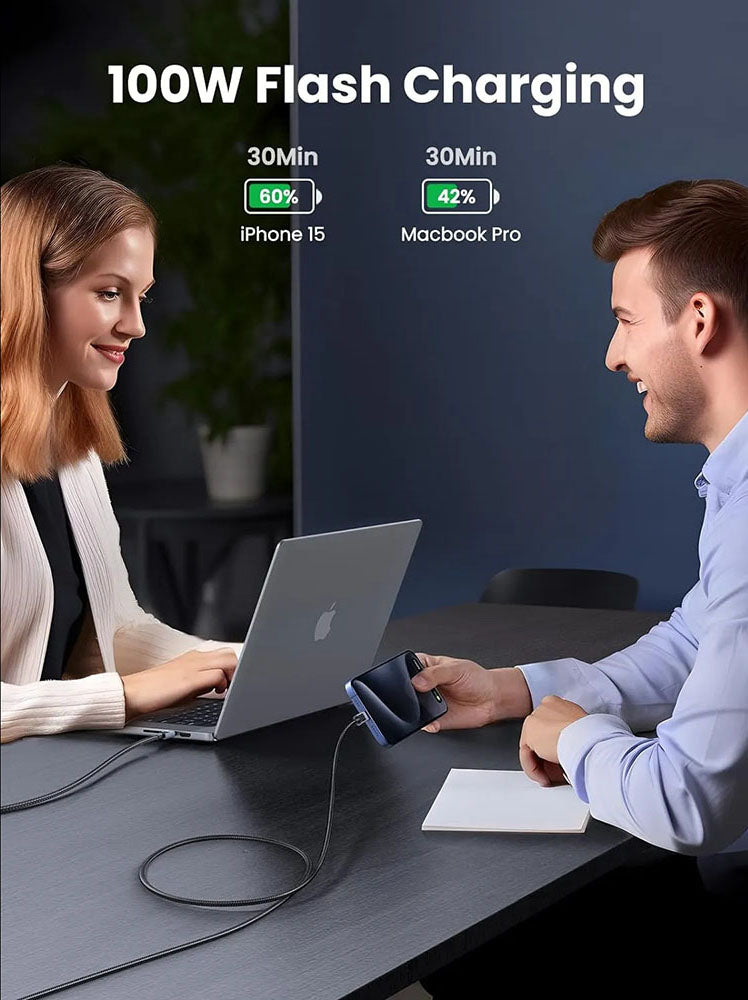 Kabel do danych i ładowania USB-C - USB-C UGREEN L512, 100W, 0.5m, Szary