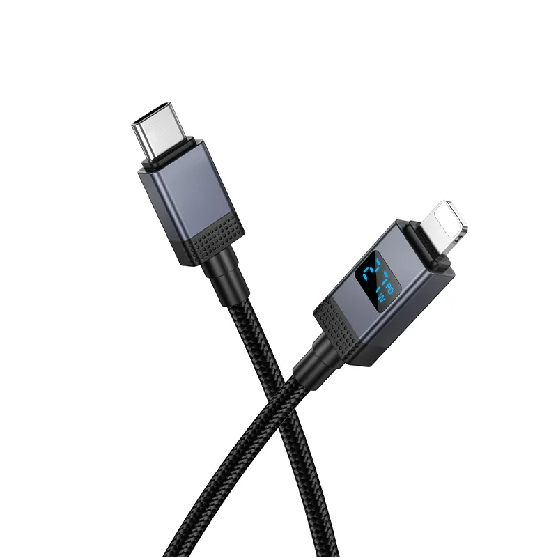 Kabel do danych i ładowania USB-C - Lightning HOCO X118 Display, 27W, 1m, Czarny