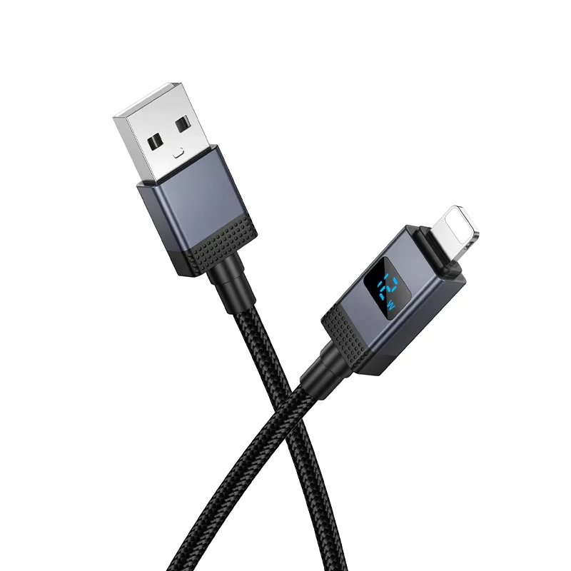 Kabel do danych i ładowania USB-A - Lightning HOCO X118 Display, 12W, 1m, Czarny