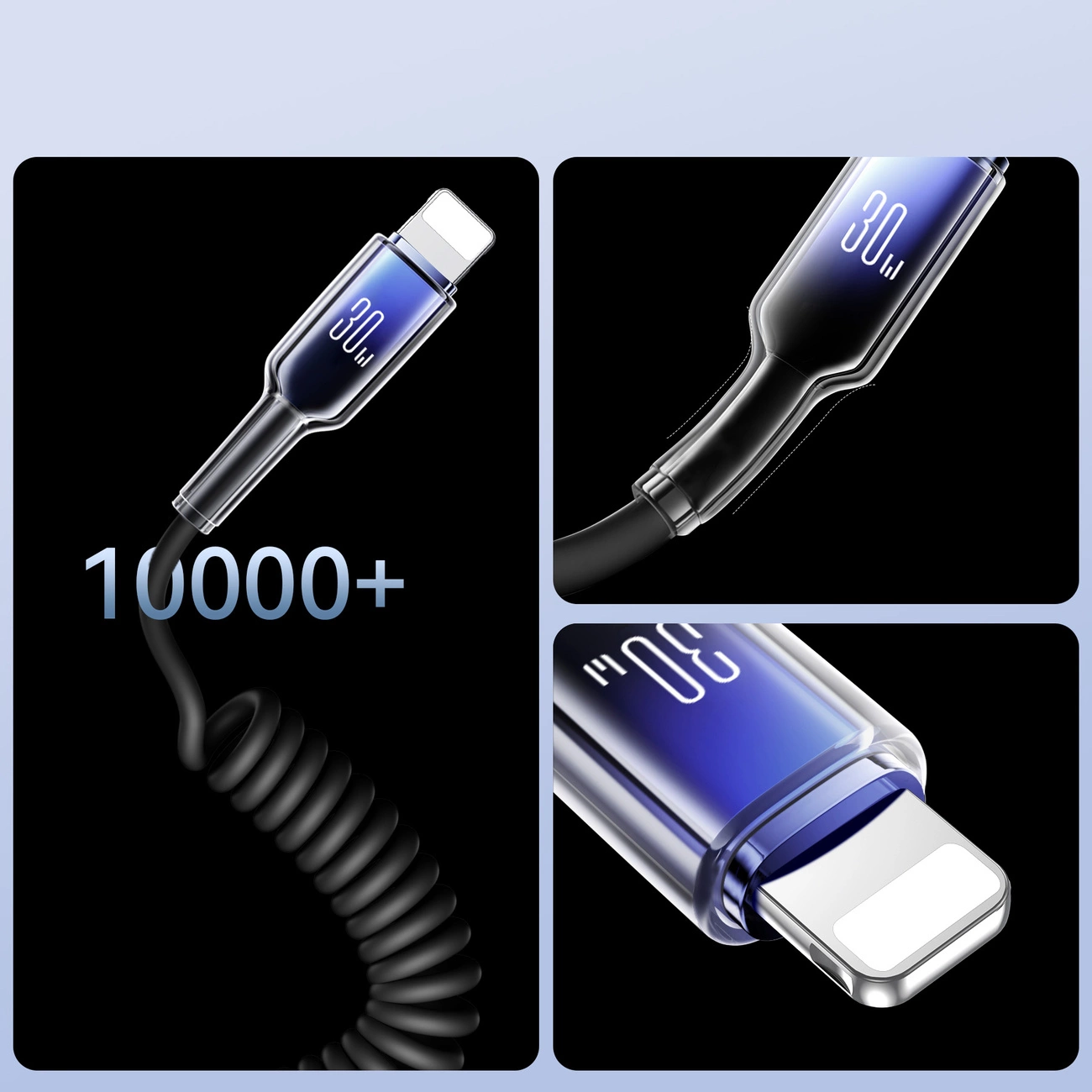 Kabel do danych i ładowania USB-C - Lightning Joyroom S-A43 Crystal, 30W, 1,5m, Czarny