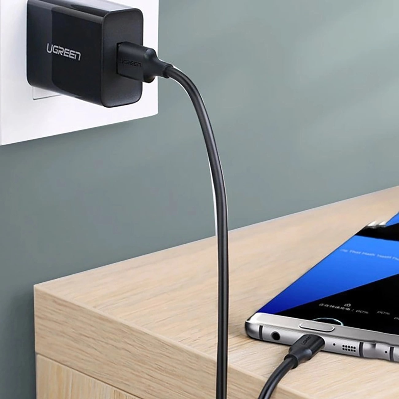 UGREEN US184 USB-A to USB-C Data and Charging Cable, 18W, 0.5m, Black