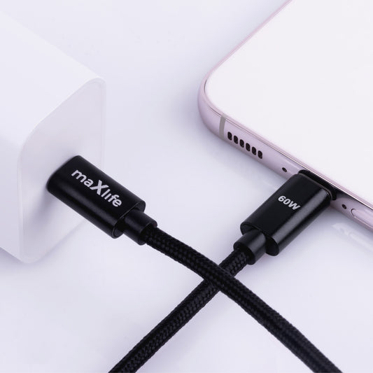 Kabel do danych i ładowania USB-C - USB-C MaXlife MXUC-12, 60W, 2m, Czarny