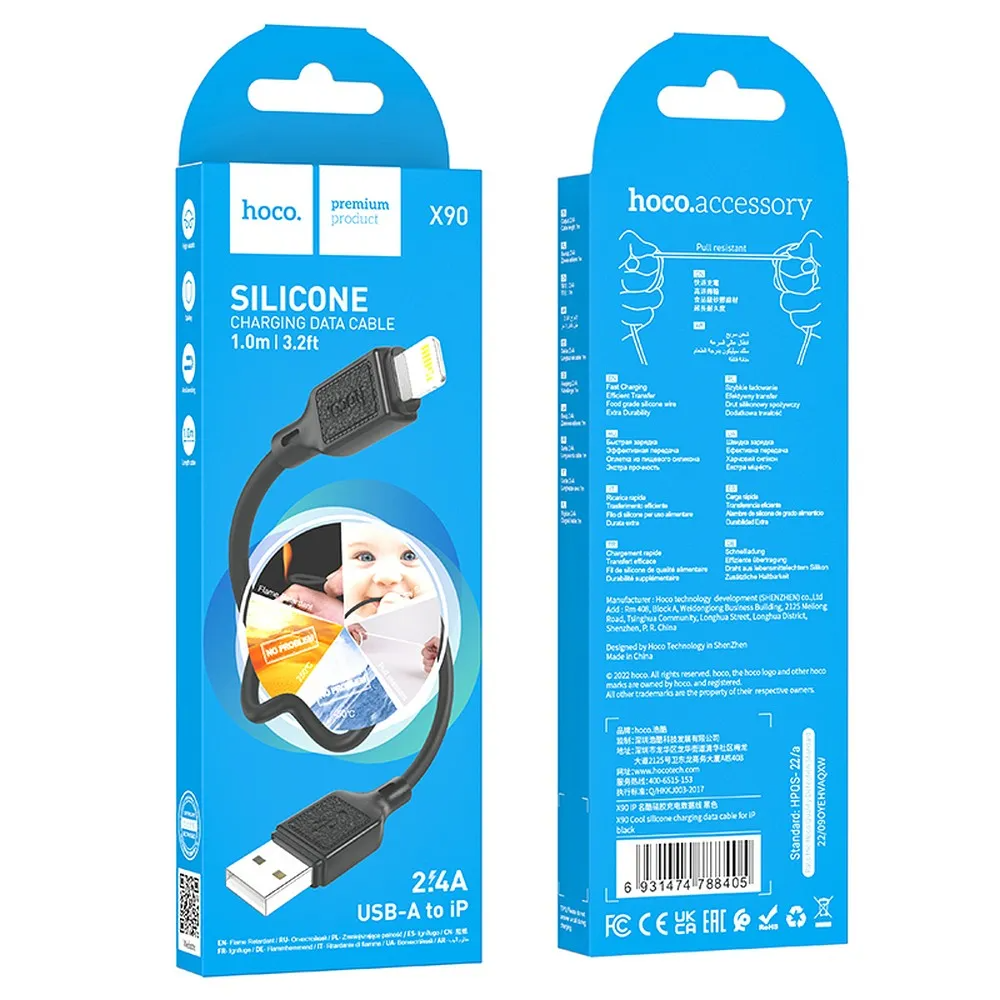 Kabel do ładowania i transmisji danych HOCO X90 USB-A - microUSB, 18 W, 1 m, czarny
