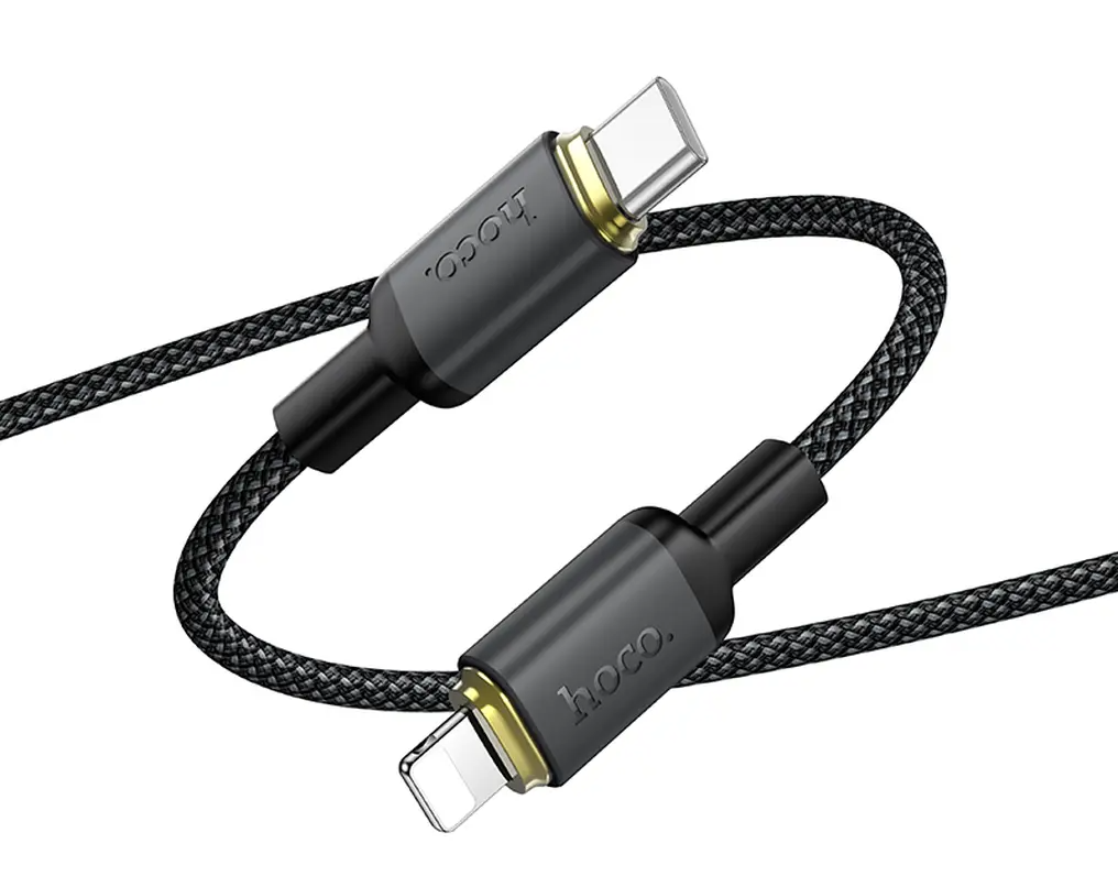 Kabel do przesyłu danych i ładowania USB-C - Lightning HOCO X128 Benefit, 30W, 1m, Czarny