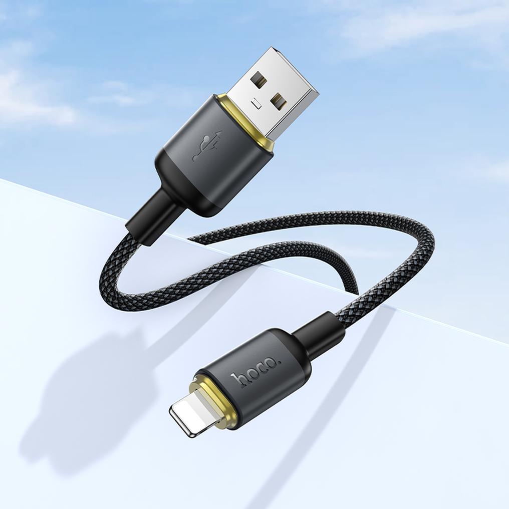 Kabel do przesyłu danych i ładowania USB-A - Lightning HOCO X128 Benefit, 12W, 1m, Czarny