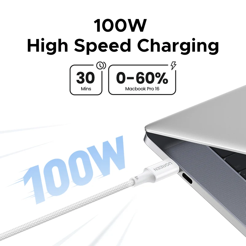 Kabel do przesyłu danych i ładowania USB-C - USB-C UGREEN L502 (35221), 100W, 2m, biały