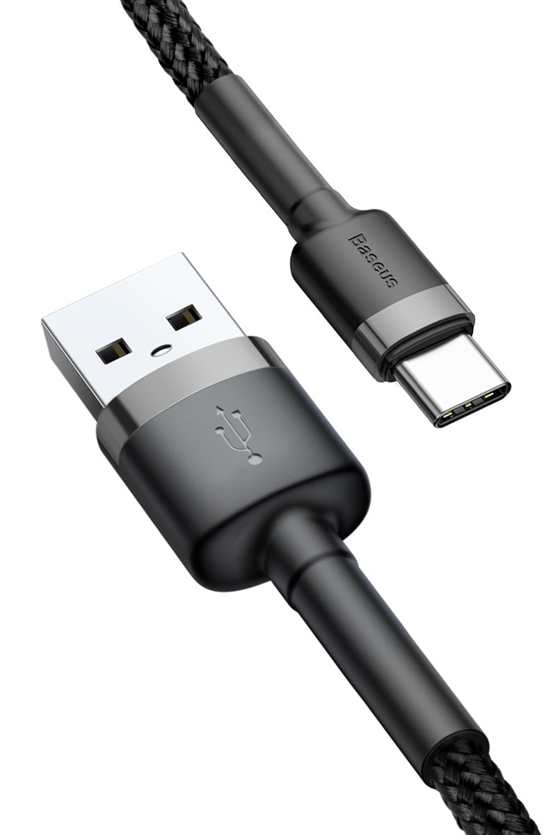 Kabel do transmisji danych i ładowania USB-A - USB-C Baseus Cafule, 60W, 1m, Szary CATKLF-BG1