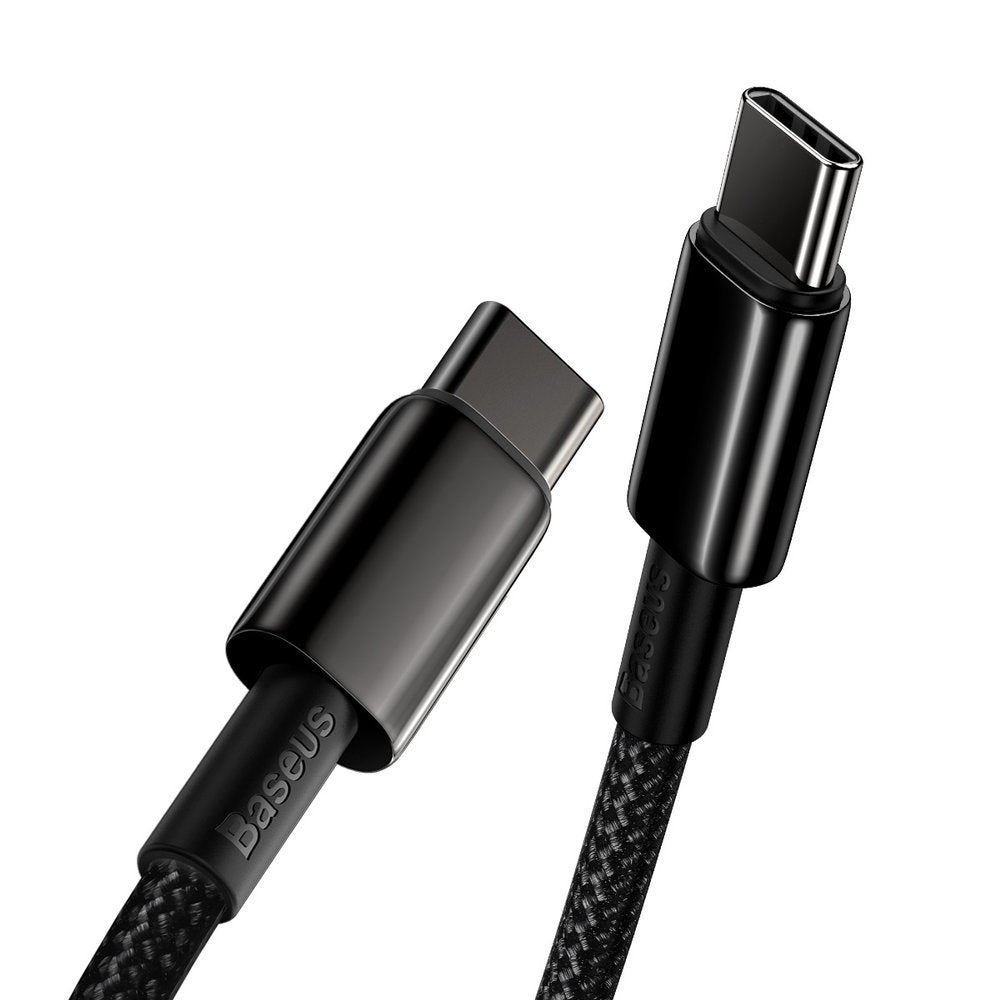 Kabel do danych i ładowania USB-C - USB-C Baseus Tungsten Gold, 100W, 1m, Czarny CATWJ-01