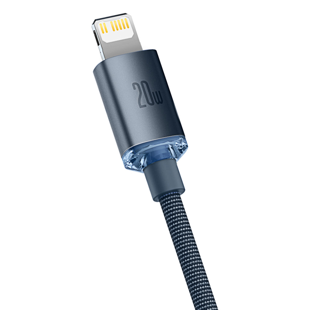 Kabel USB-C - Lightning Baseus Crystal Shine Series, 20W, 1.2m, Czarny CAJY000201