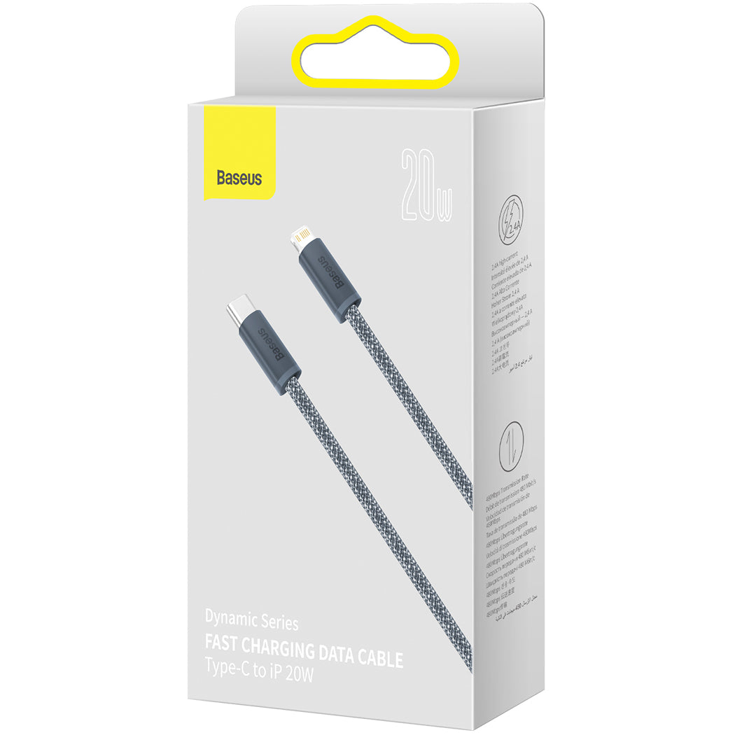 Kabel do danych i ładowania USB-C - Lightning Baseus Dynamic Series, 20W, 1m, Szary CALD000016