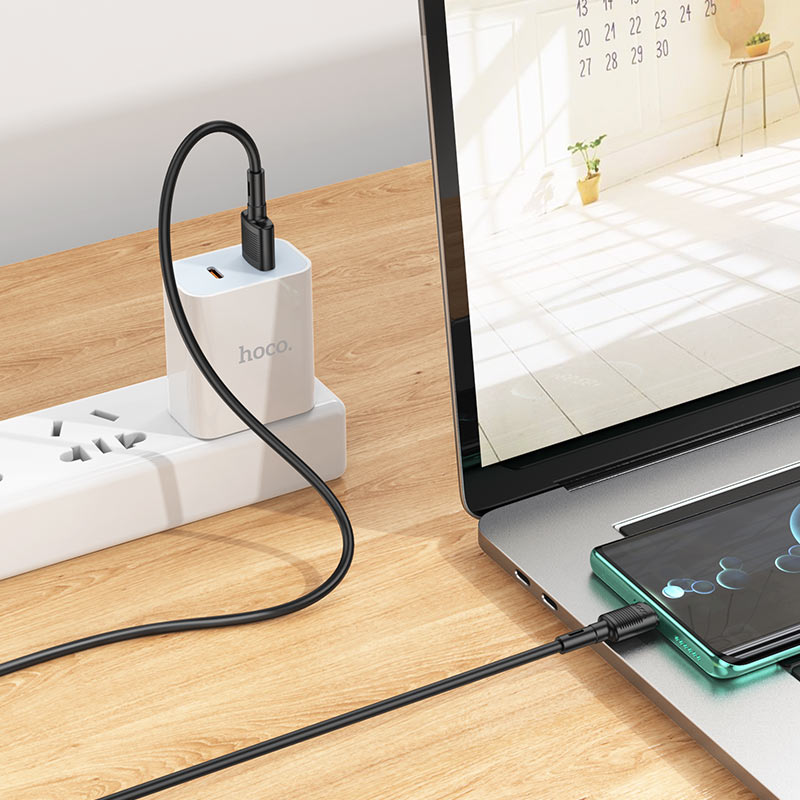 Kabel do danych i ładowania USB-A - USB-C HOCO X83 Victory, 20W, 1m, Czarny