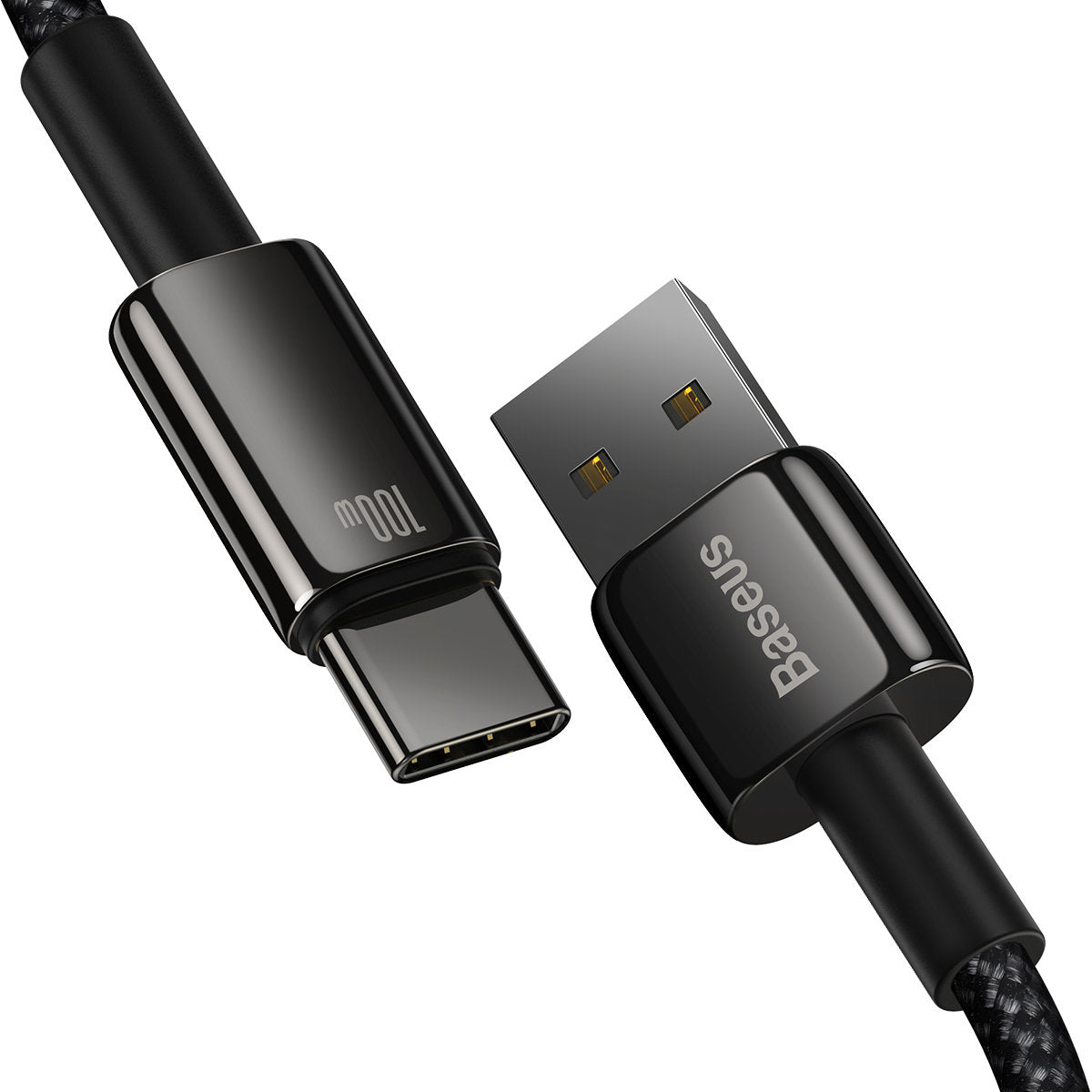 USB-A do USB-C Baseus Tungsten Gold, 100W, 2m, czarny CAWJ00010101