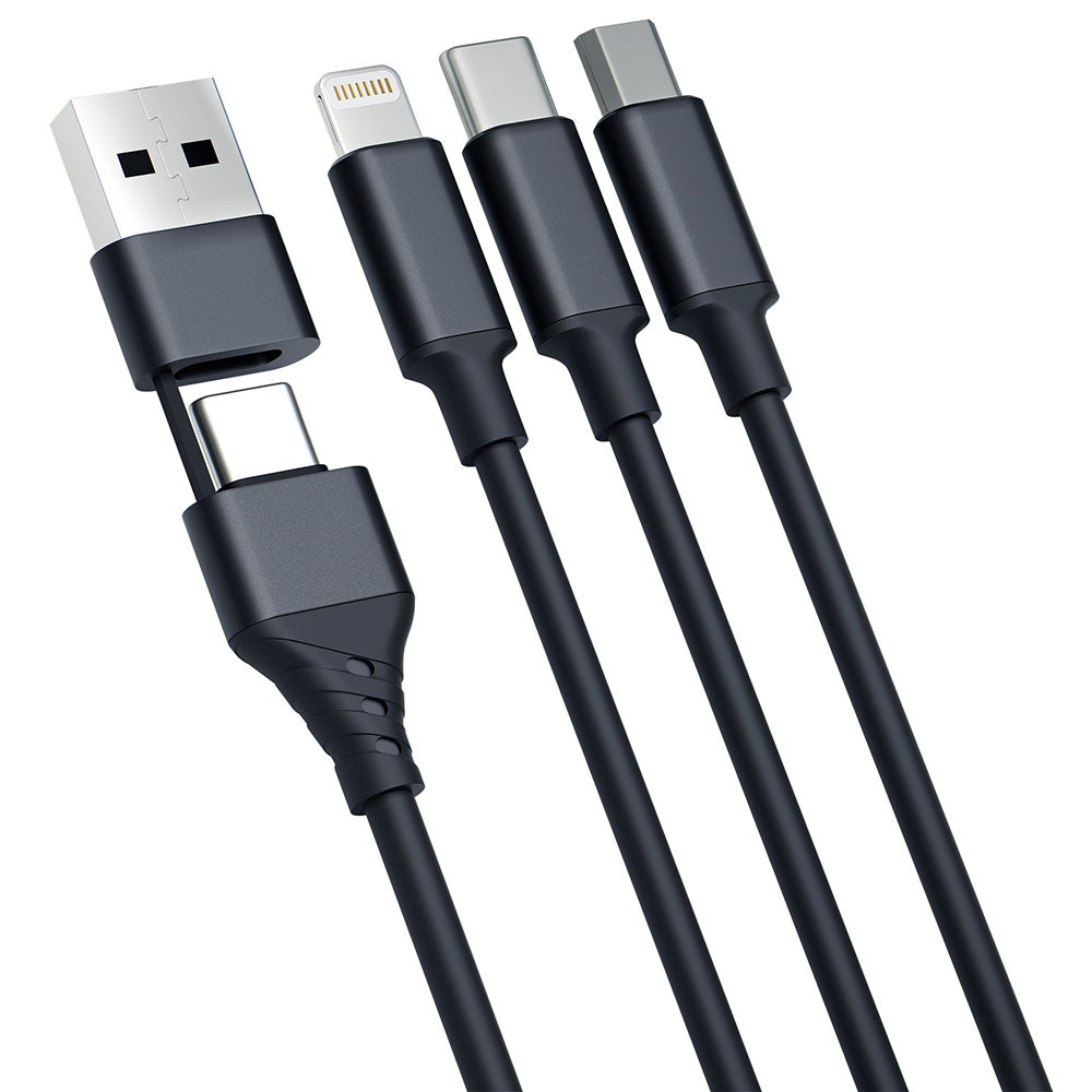 Kabel Ładowania USB-A / USB-C - Lightning / microUSB / USB-C 3MK Hyper 3in1, 12W, 1.5m, Czarny