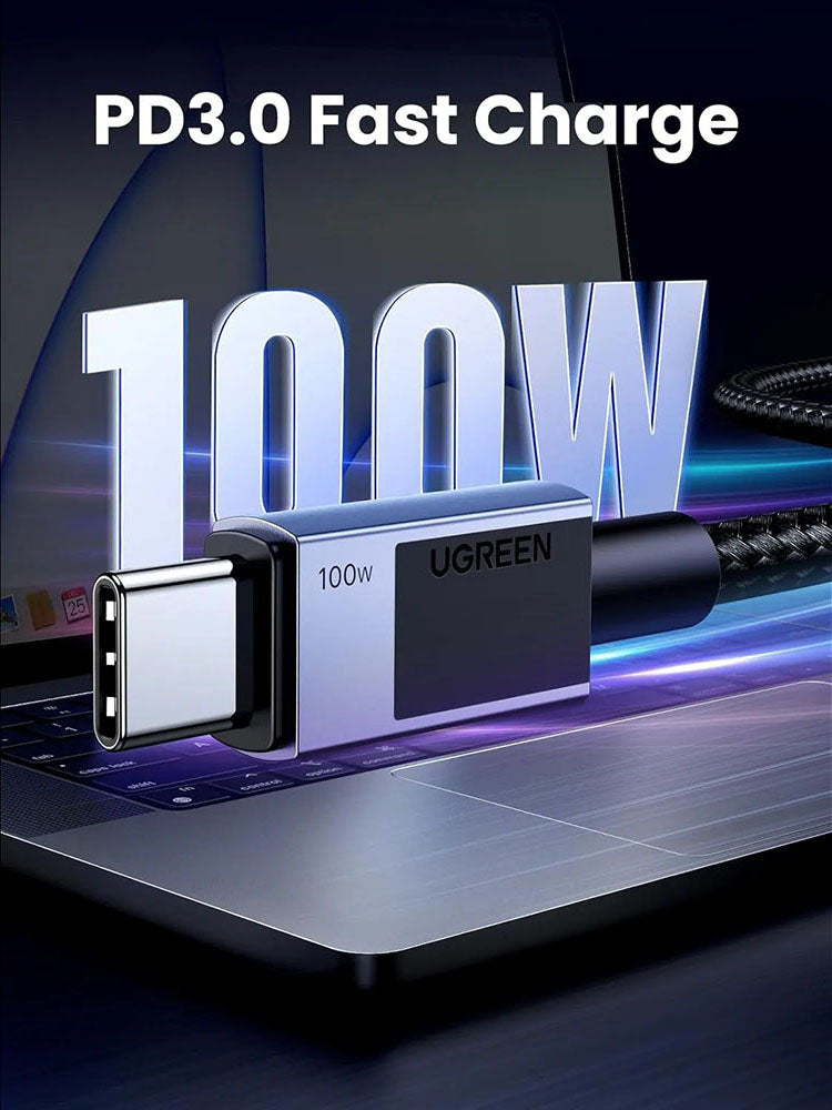Kabel do danych i ładowania USB-C - USB-C UGREEN L512, 100W, 0.5m, Szary