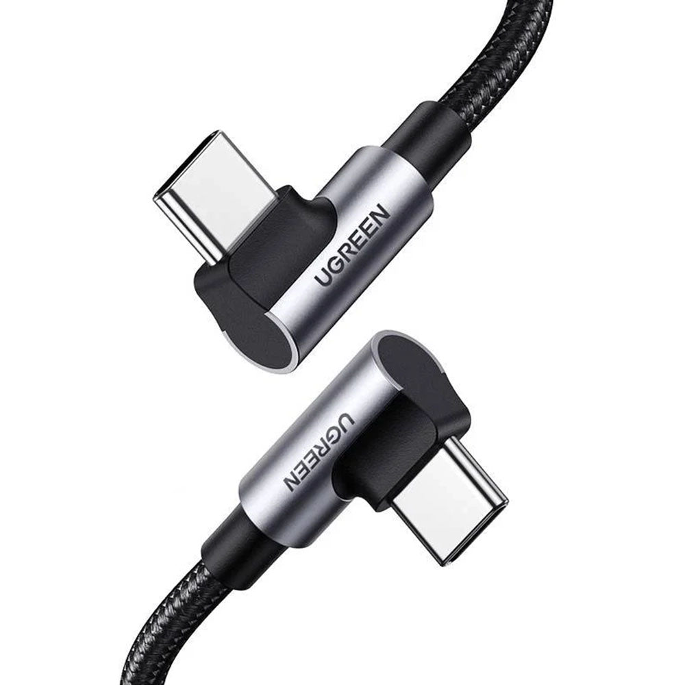 Kabel do danych i ładowania USB-C - USB-C UGREEN US335 Angled, 100W, 2m, Czarny