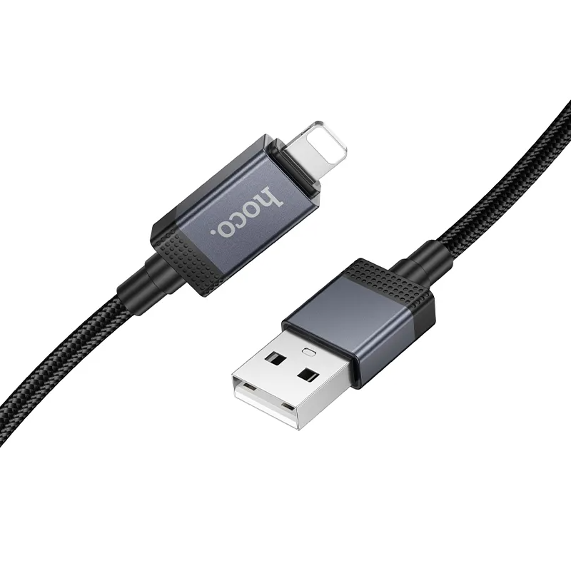 Kabel do danych i ładowania USB-A - Lightning HOCO X118 Display, 12W, 1m, Czarny