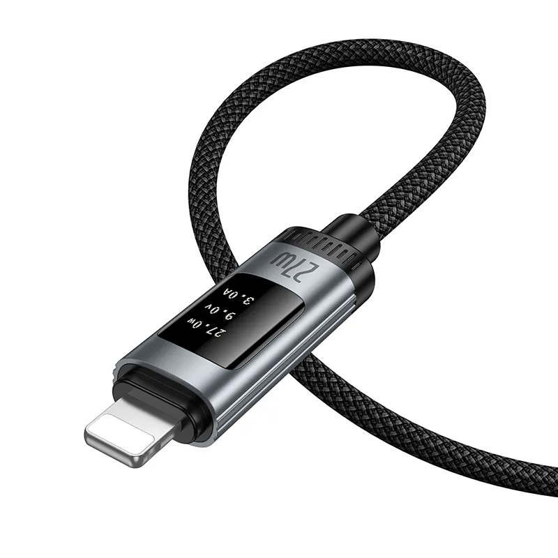 Kabel do danych i ładowania USB-C - Lightning HOCO Display U148, 27W, 1.2m, Czarny