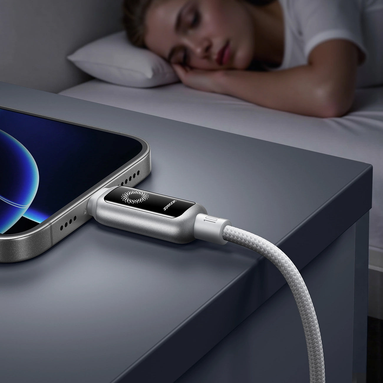 Kabel do danych i ładowania USB-C - USB-C Joyroom S-A55 StarFlight Display, 100W, 1.2m, Biały