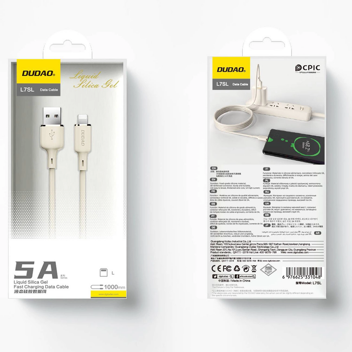 Kabel do przesyłu danych i ładowania USB-A - Lightning Dudao L7SL, 18W, 1m, Beżowy