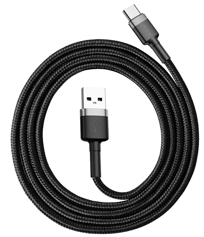 Kabel do transmisji danych i ładowania USB-A - USB-C Baseus Cafule, 60W, 1m, Szary CATKLF-BG1