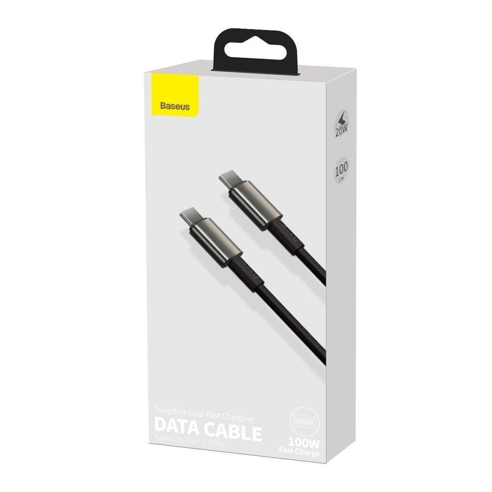 Kabel do danych i ładowania USB-C - USB-C Baseus Tungsten Gold, 100W, 1m, Czarny CATWJ-01