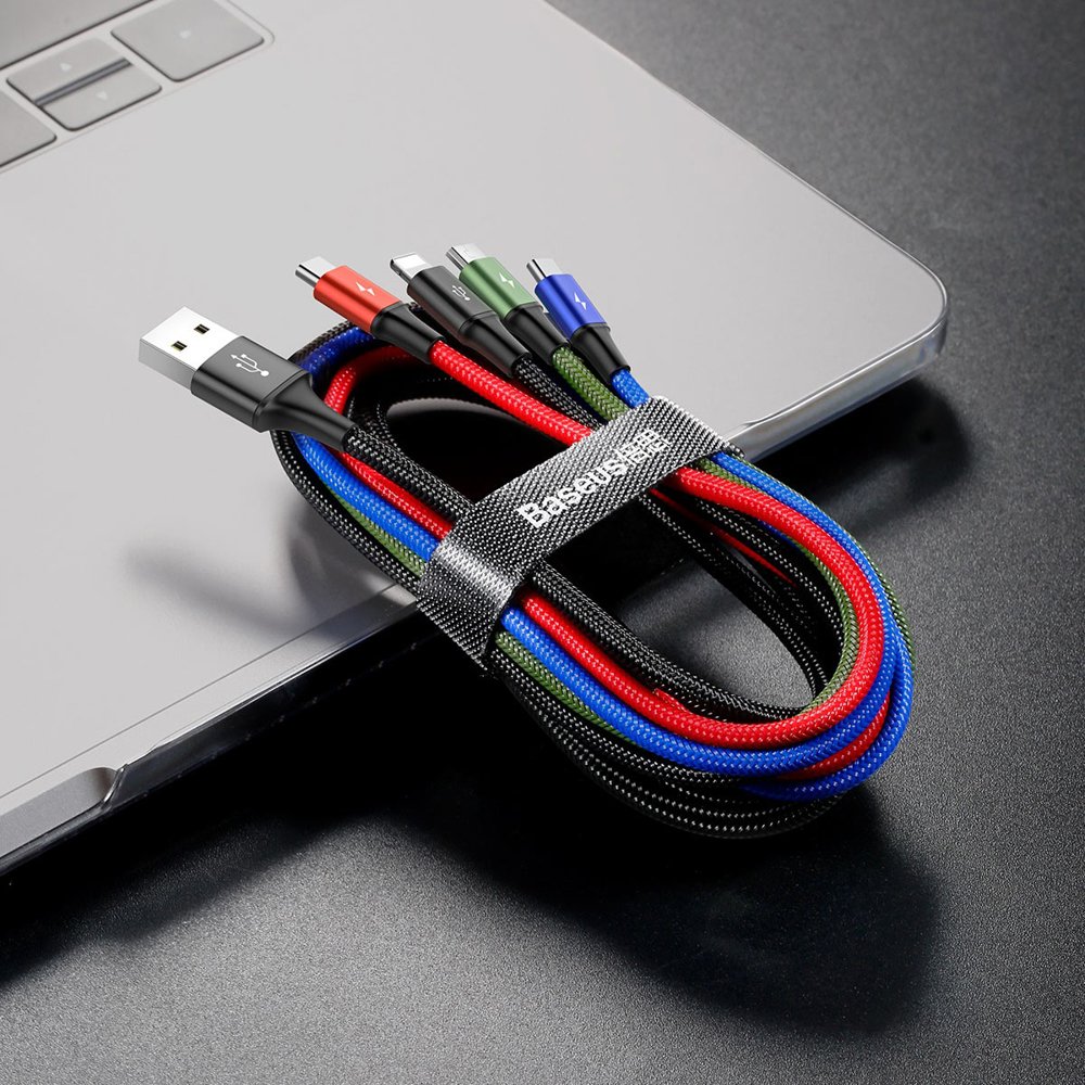 Kabel Ładowania USB-A - 2 x Lightning / microUSB / USB-C Baseus Rapid 4in1, 20W, 1.2m, Czarny CA1T4-A01