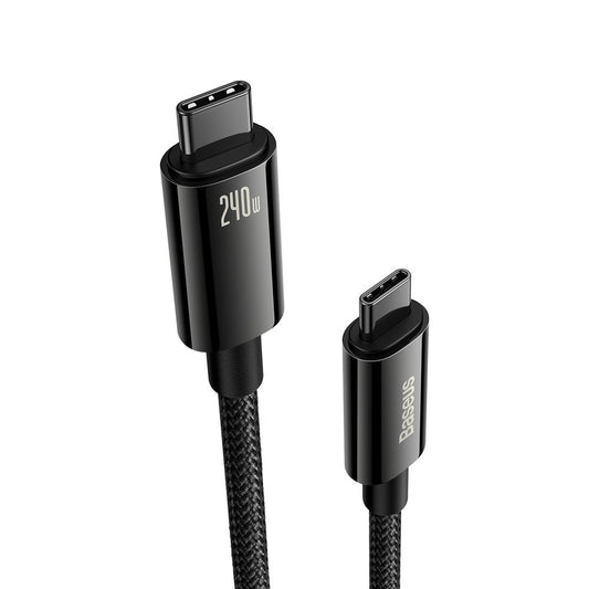 Kabel USB-C do ładowania i transmisji danych - USB-C Baseus Tungsten Gold, 240 W, 2 m, czarny CAWJ04010101