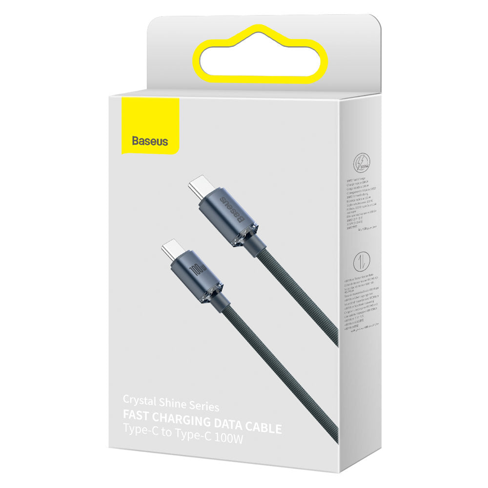 Kabel USB-C do ładowania i transmisji danych - USB-C Baseus Crystal Shine Series, 100 W, 2 m, czarny CAJY000701