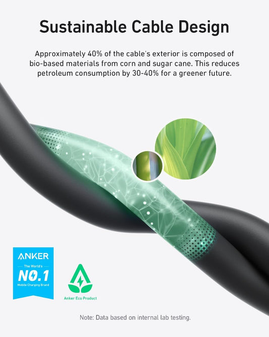 Kabel USB-C do transmisji danych i ładowania - USB-C Anker, 240 W, 0,9 m, czarny A80N1H11