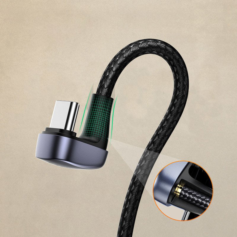 Kabel do ładowania i transmisji danych USB-A - USB-C UGREEN US311 kątowy, 18W, 1m, szary