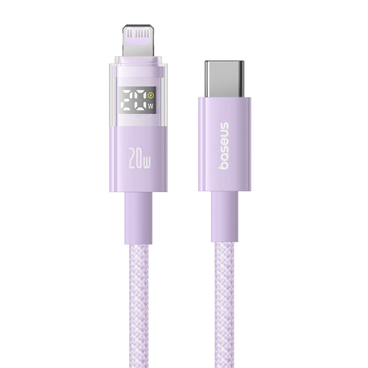 Kabel do danych i ładowania USB-C - Lightning Baseus Display 2, 20W, 1m, Fioletowy P10382703511-00