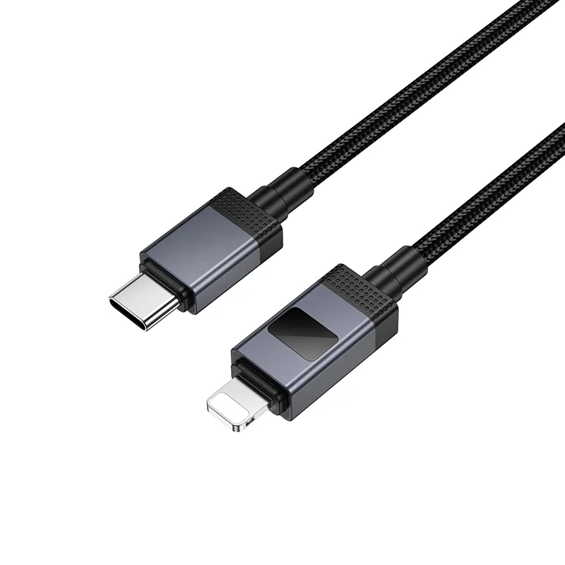 Kabel do danych i ładowania USB-C - Lightning HOCO X118 Display, 27W, 1m, Czarny