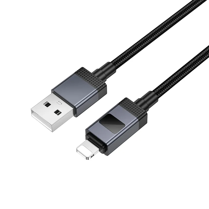 Kabel do danych i ładowania USB-A - Lightning HOCO X118 Display, 12W, 1m, Czarny