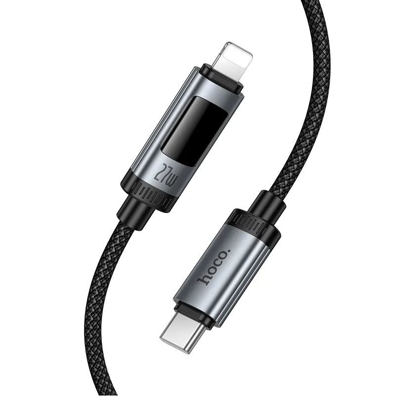 Kabel do danych i ładowania USB-C - Lightning HOCO Display U148, 27W, 1.2m, Czarny