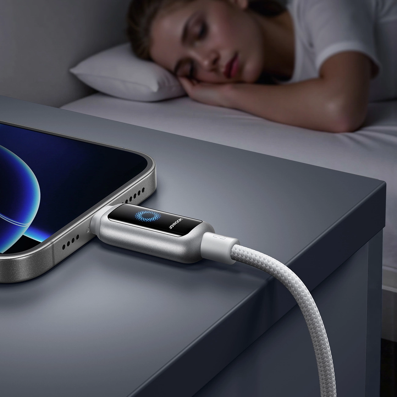 Kabel do danych i ładowania USB-A - Lightning Joyroom S-A55 StarFlight Display, 18W, 1.2m, Biały