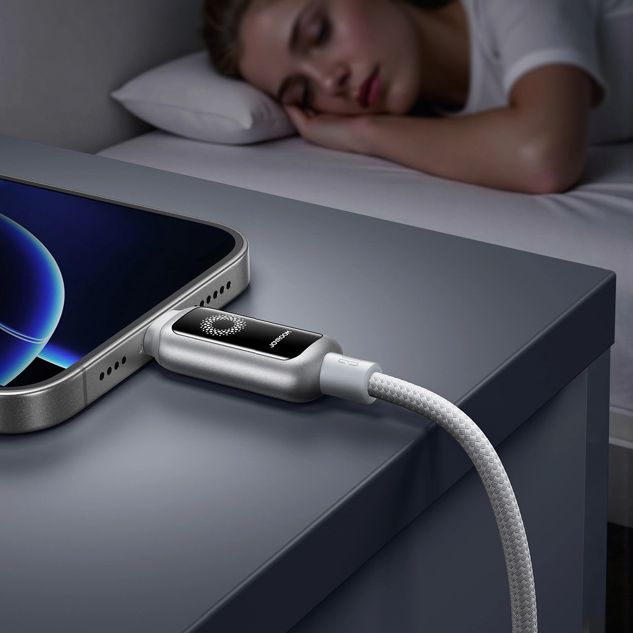 Kabel do danych i ładowania USB-C - Lightning Joyroom S-A55 StarFlight Display, 30W, 1.2m, Biały
