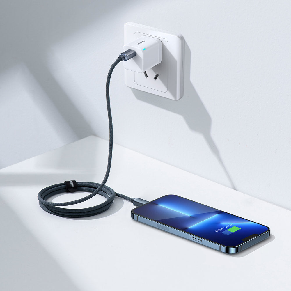 Kabel USB-C - Lightning Baseus Crystal Shine Series, 20W, 1.2m, Czarny CAJY000201