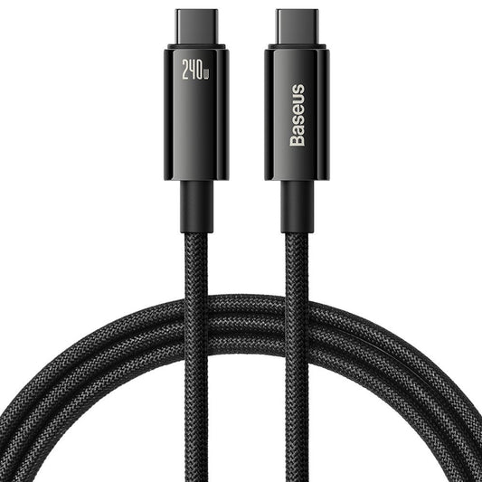 Kabel USB-C do ładowania i transmisji danych - USB-C Baseus Tungsten Gold, 240 W, 2 m, czarny CAWJ04010101
