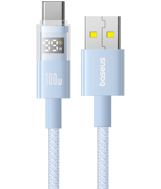 Kabel do danych i ładowania USB-A - USB-C Baseus Display 2, 100W, 1m, Niebieski P10382701311-00