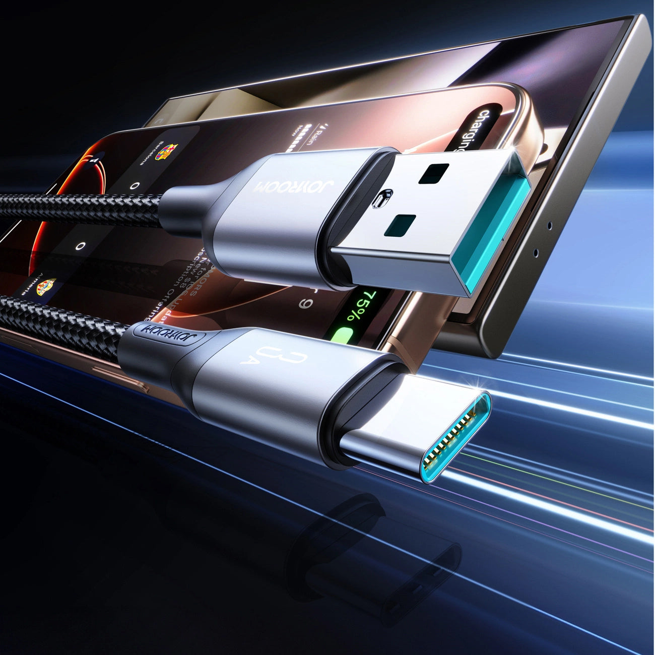 Kabel do transmisji danych i ładowania USB-A - USB-C Joyroom S-A28 Flash, 30W, 2m, Czarny