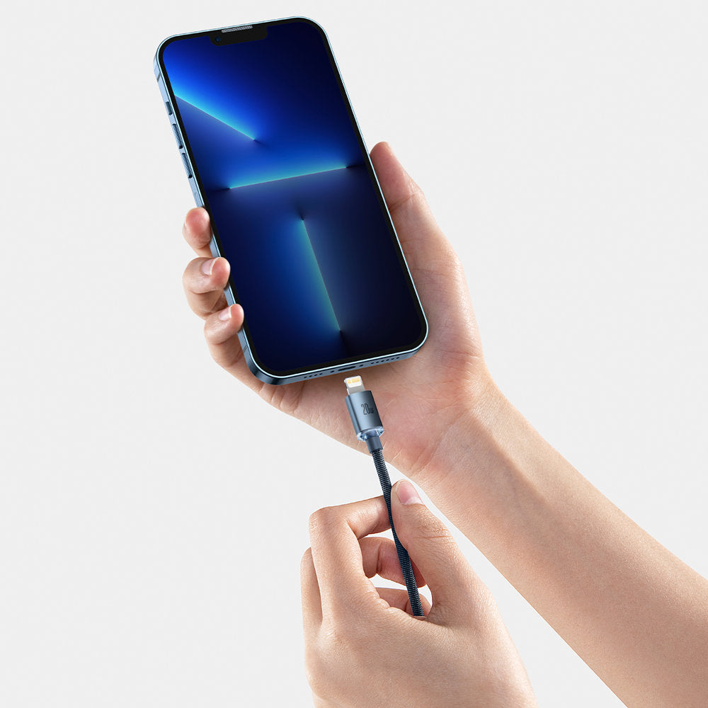 Kabel USB-C - Lightning Baseus Crystal Shine Series, 20W, 1.2m, Czarny CAJY000201