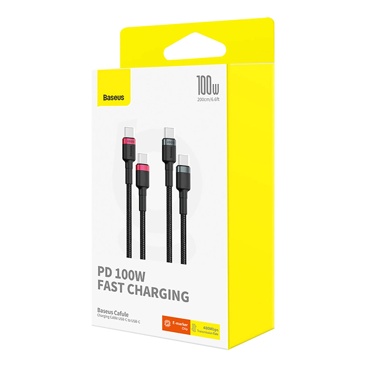 Kabel do przesyłu danych i ładowania USB-C - USB-C Baseus Cafule, 100W, 2m, czerwony, zestaw 2 sztuki P10318306003-01