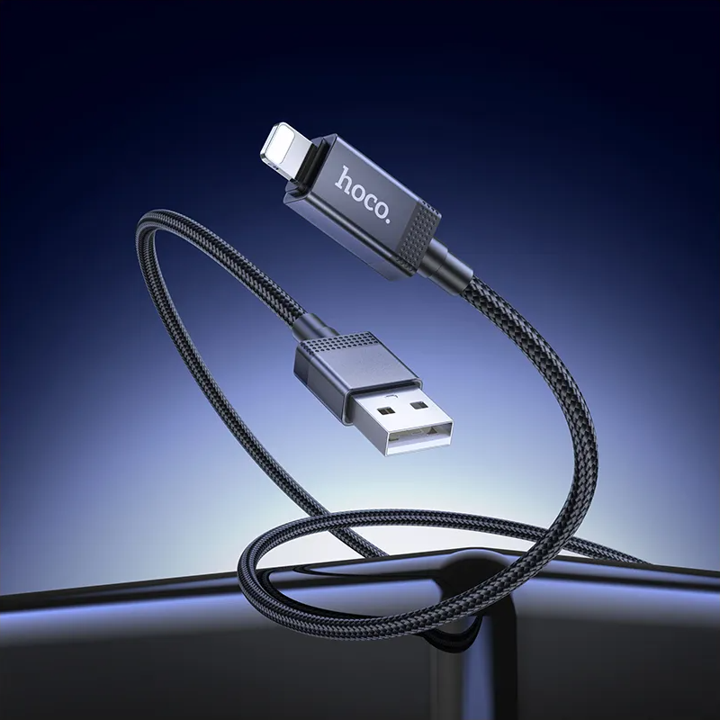 Kabel do danych i ładowania USB-A - Lightning HOCO X118 Display, 12W, 1m, Czarny