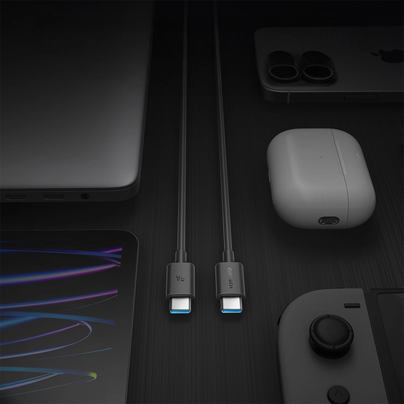 Kabel USB-C do danych i ładowania - USB-C Cuktech, 240W, 1.5m, Czarny CKCTC615NCBK