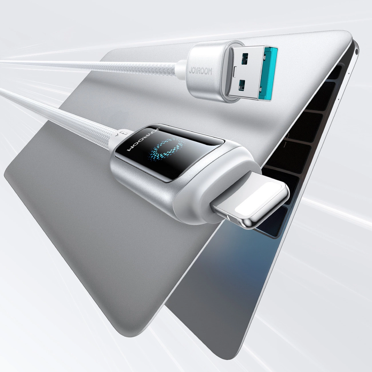 Kabel do danych i ładowania USB-A - Lightning Joyroom S-A55 StarFlight Display, 18W, 1.2m, Biały
