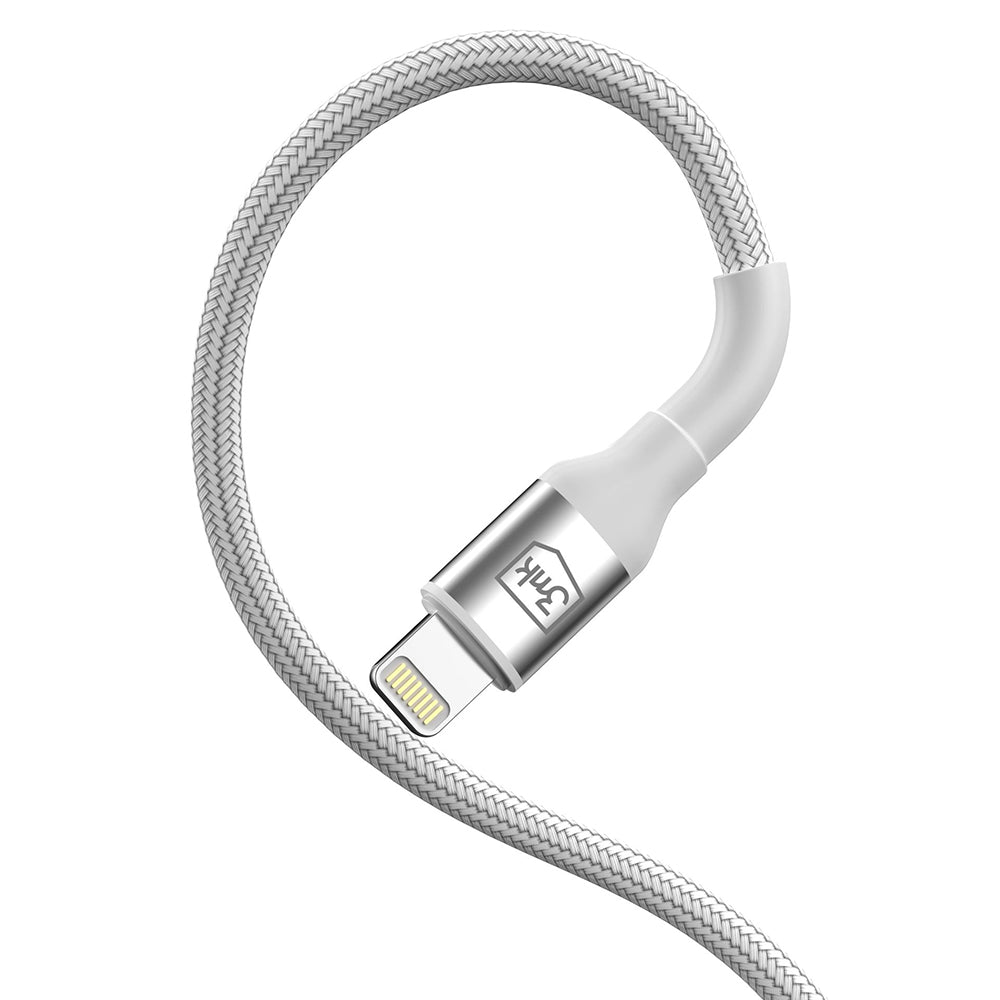 Kabel do danych i ładowania USB-A - Lightning 3MK Hyper N, 12W, 2m, Biały