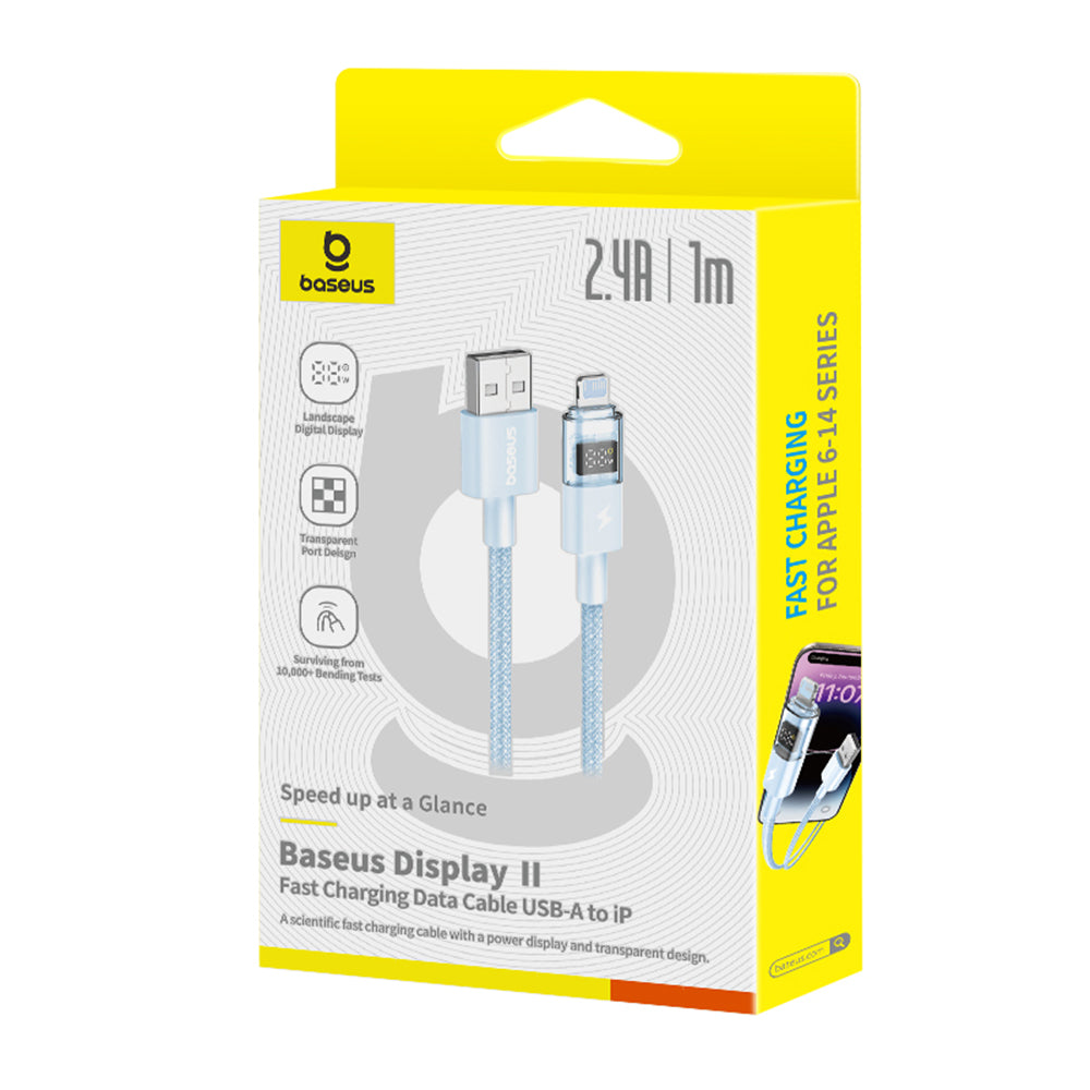 Kabel do danych i ładowania USB-A - Lightning Baseus Display 2, 12W, 1m, Niebieski P10382700311-00