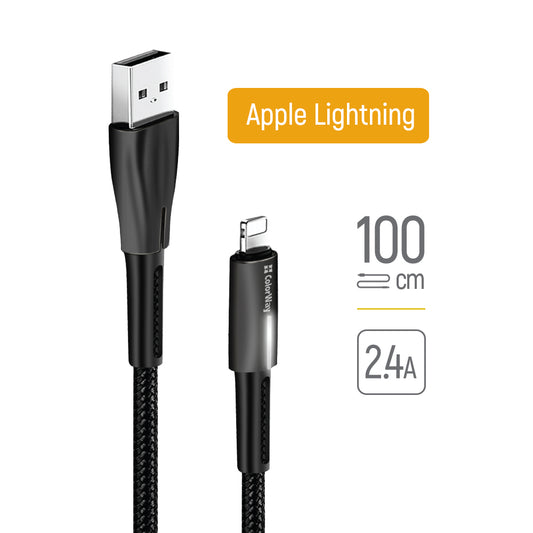 Kabel do danych i ładowania USB-A - Lightning ColorWay CW-CBUL035, 18W, 1m, Czarny